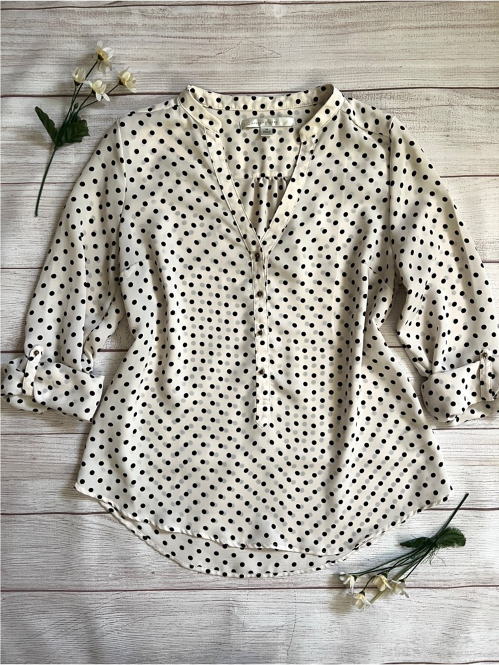 LC Lauren Conrad Button Front Polka Dot Top